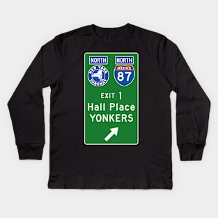 New York Thruway Northbound Exit 1: Hall Place Yonkers Kids Long Sleeve T-Shirt